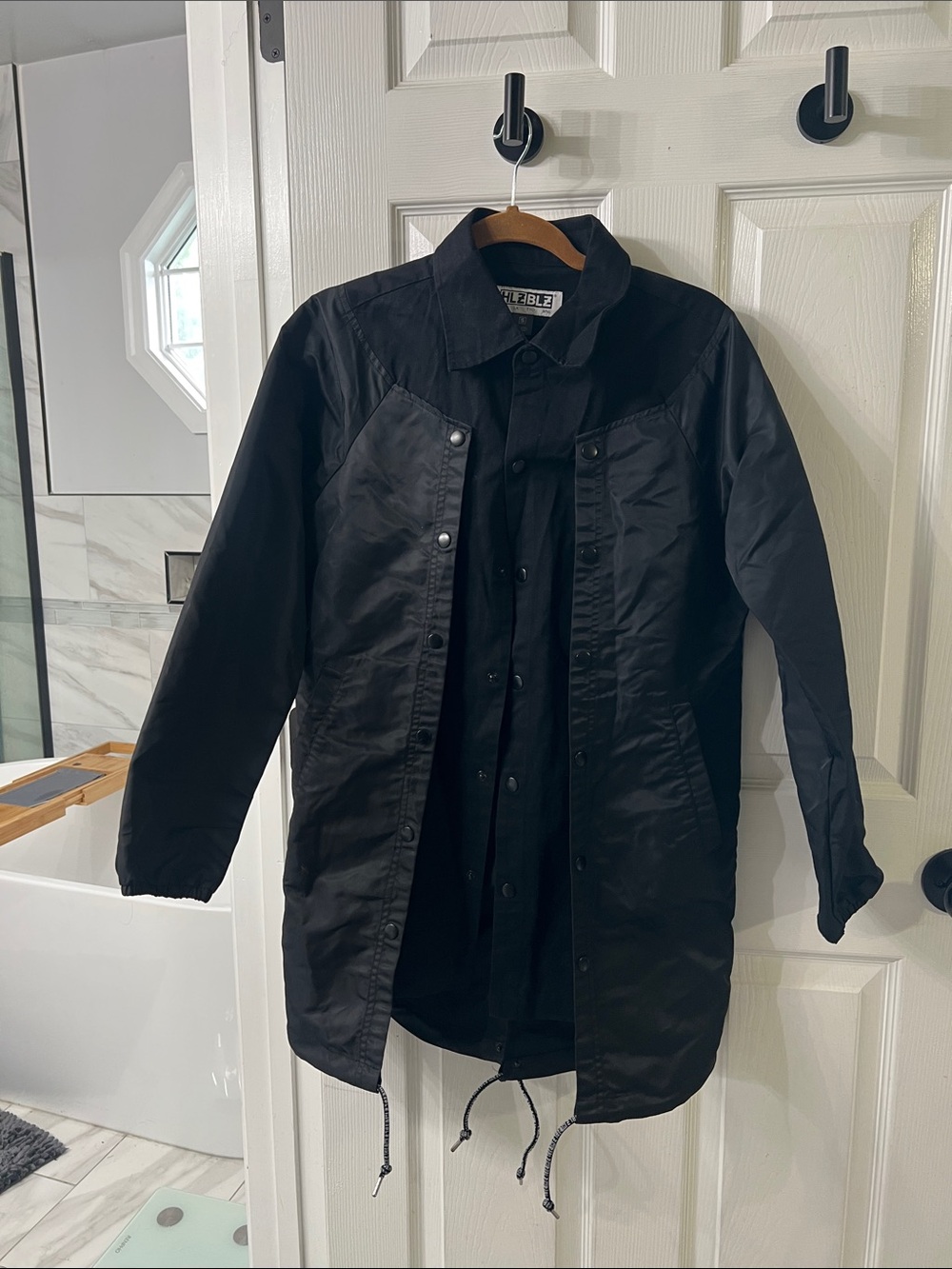 HLZBLZ Black Mixed Media Utility Parka Jacket Convertible Hem S